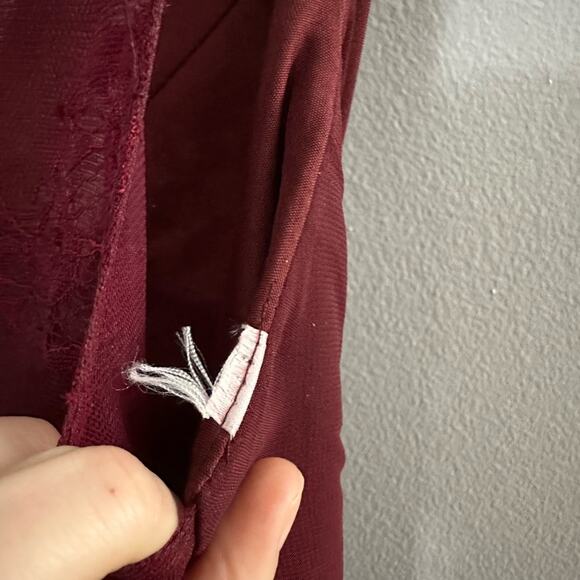 JJs House Womens Bridesmaids Dress Formal Long Lace Size 6 Burgundy Sleeveless - Picture 13 of 13